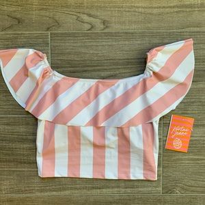 Kortni Jeane small sweet stripes ruffle around NWT